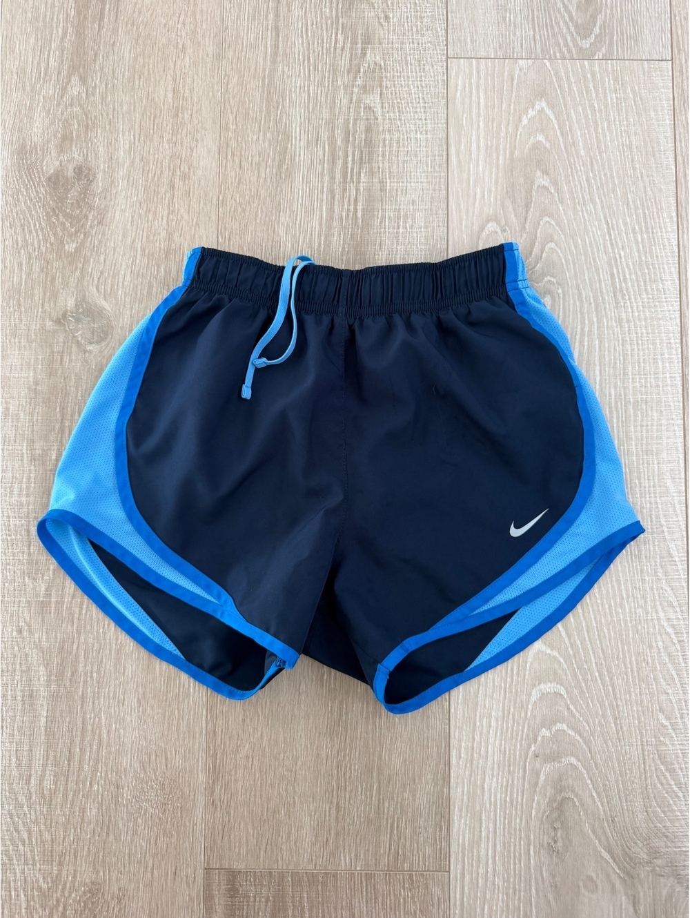 Nike Dri-FIT black and blue running shorts